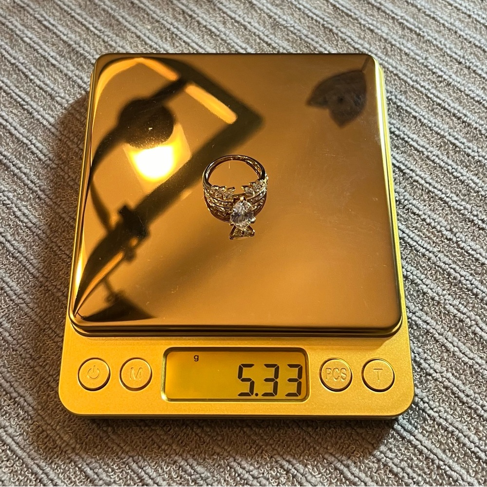 Diamonique Gold Marquise Cut Ring with Art Deco Elegance - Picture 15 of 15